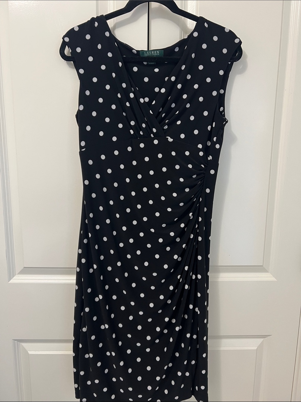 Lauren Ralph Lauren Black and White Polka Dot Midi Dress